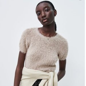 BNWOT ZARA faux fur top